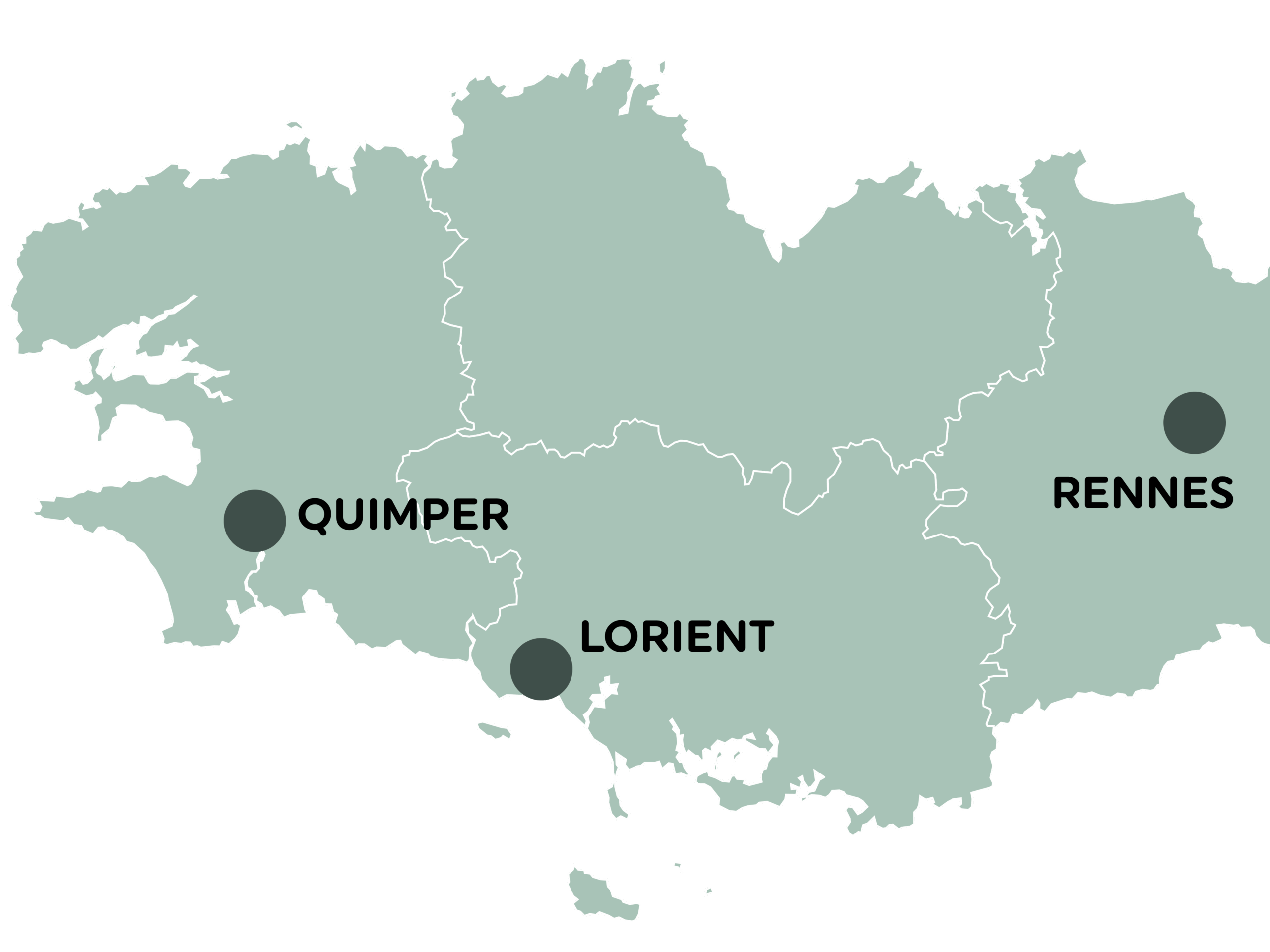 Carte Bretagne 3 centres de formation Lodima Ouest
